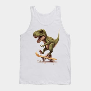 Skateboarding T-rex Dinosaur Tank Top